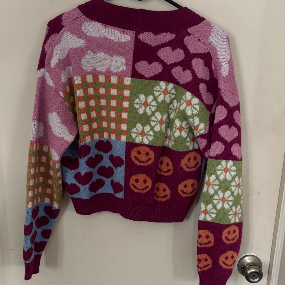 Debut Multicolor Patchwork Cardigan with Hearts a… - image 11